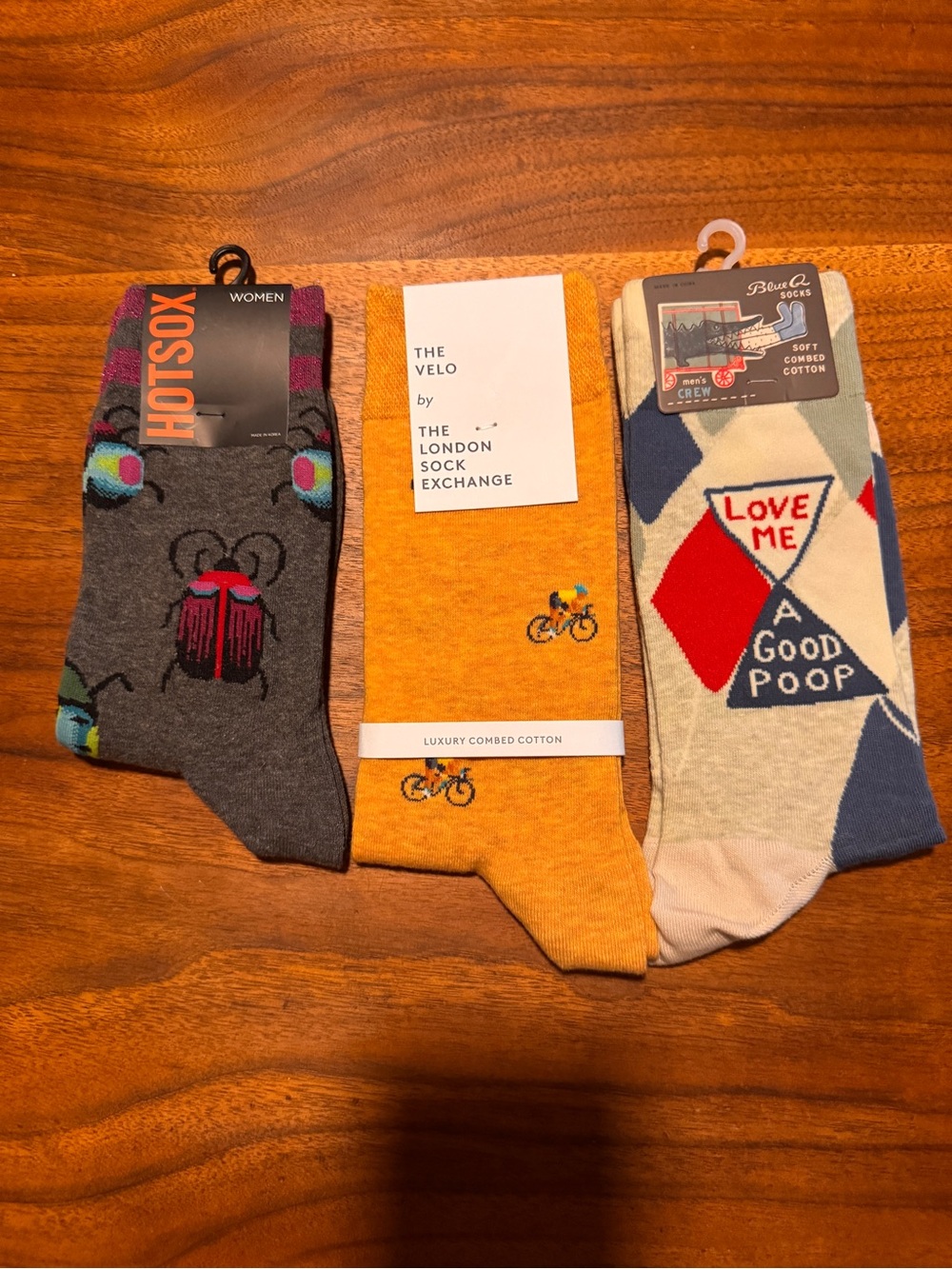 NWT 3 Pair Novelty Print Socks Cotton Blend - Bugs Bikes Poop. Men’s Women’s